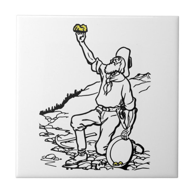 Old Time Gold Miner Prospector Tile (Front)