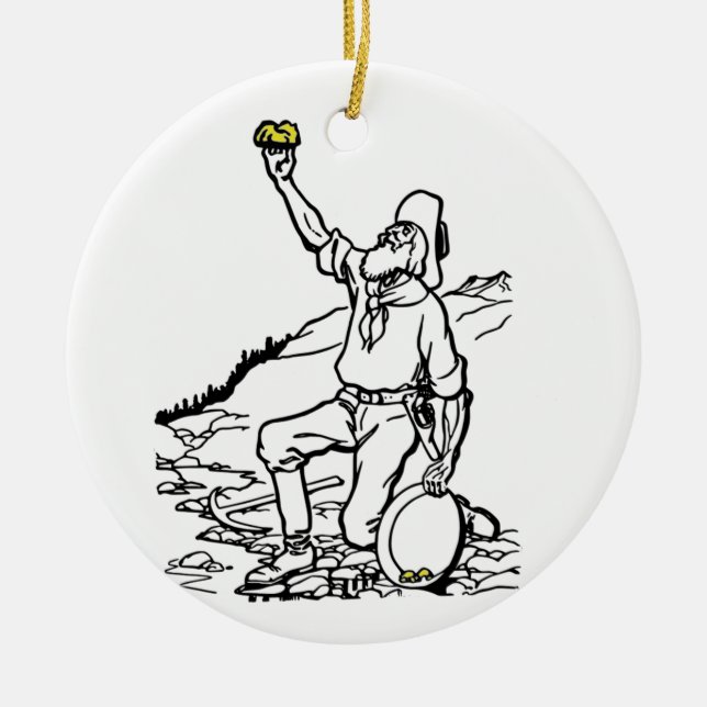 Old Time Gold Prospector Ceramic Tree Decoration (Front)