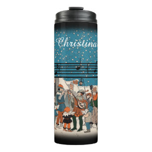Old Time Group Street Preformers Snow Music Notes Thermal Tumbler