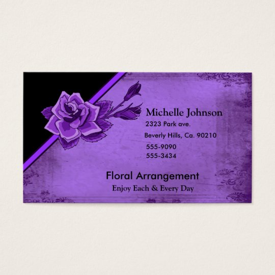 Old TIme Purple Rose Floral Set Business Card