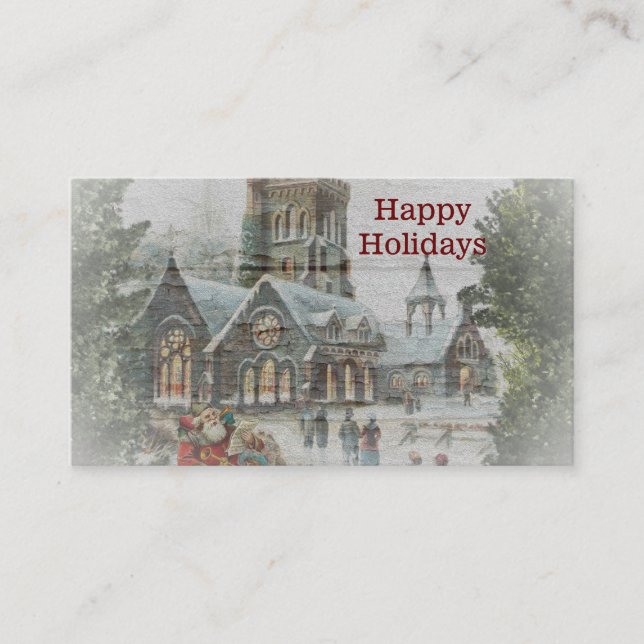 Old time Santa with children in front of a church  Business Card (Front)