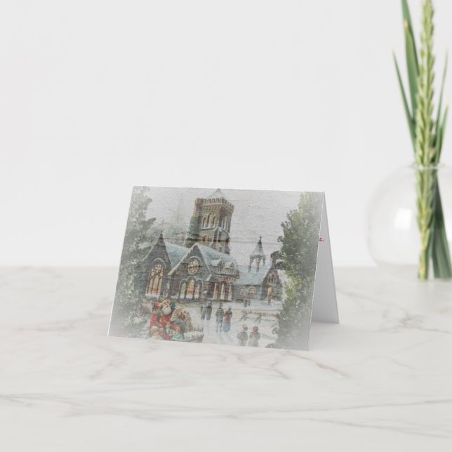 Old time Santa with children in front of a church  Card (Front)