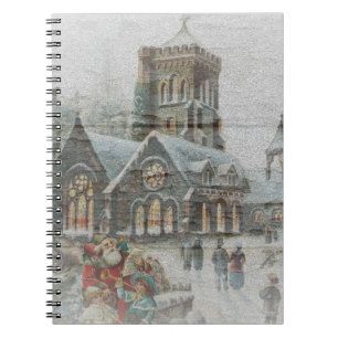 Old time Santa with children in front of a church  Notebook