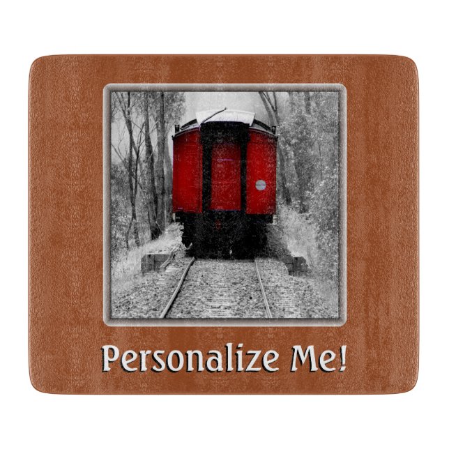 Old Time Steam Train Red and Black Cutting Board (Front)