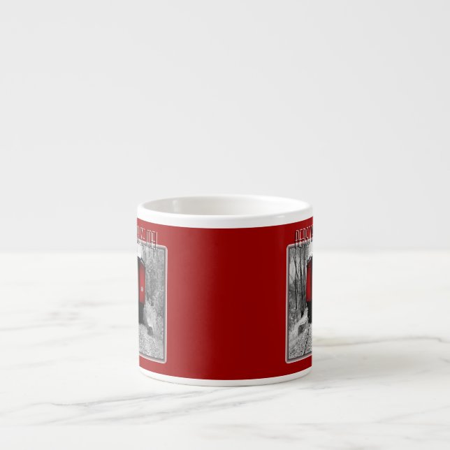 Old Time Steam Train Red and Black Espresso Cup (Front)