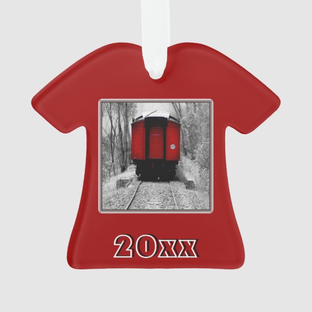 Old Time Steam Train Red and Black Ornament (Back)