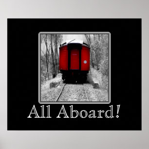 Old Time Steam Train Red and Black Poster