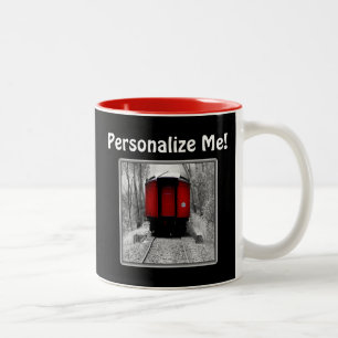Old Time Steam Train Red and Black Two-Tone Coffee Mug