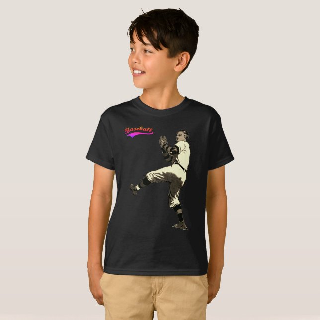 Old Time Vintage Baseball Pitcher T-Shirt (Front Full)