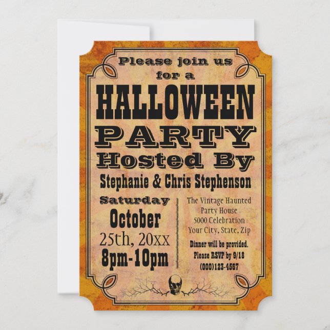 Old-Time Vintage Halloween Party Invitation (Front)