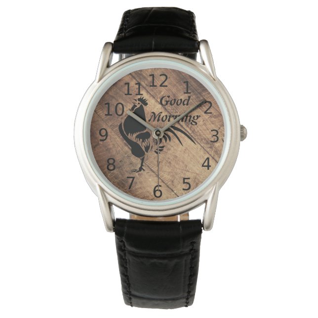 Old Timer Black Rooster Silhouette Watch (Front)