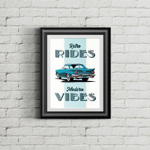 Old timer in retro colours. poster