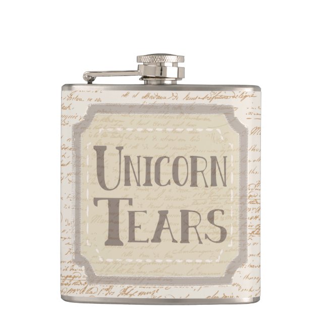 Old Timey Unicorn Tears Hip Flask (Front)
