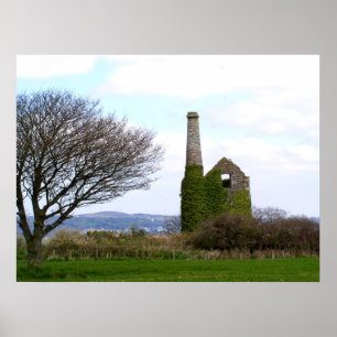 Old tin mine ruins in Cornwall Poster