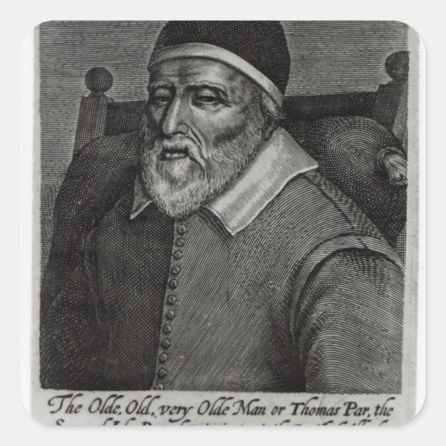 Old Tom Parr, 1635 Square Sticker (Front)