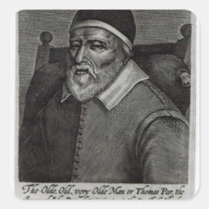 Old Tom Parr, 1635 Square Sticker