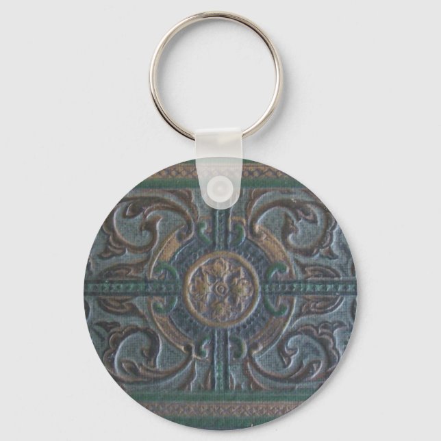 Old Tooled Leather Journal Key Ring (Front)