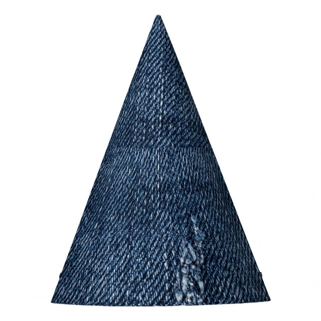 Old torn denim: jeans texture. party hat (Front)