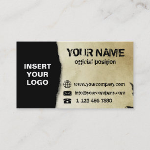 Old torn paper business card