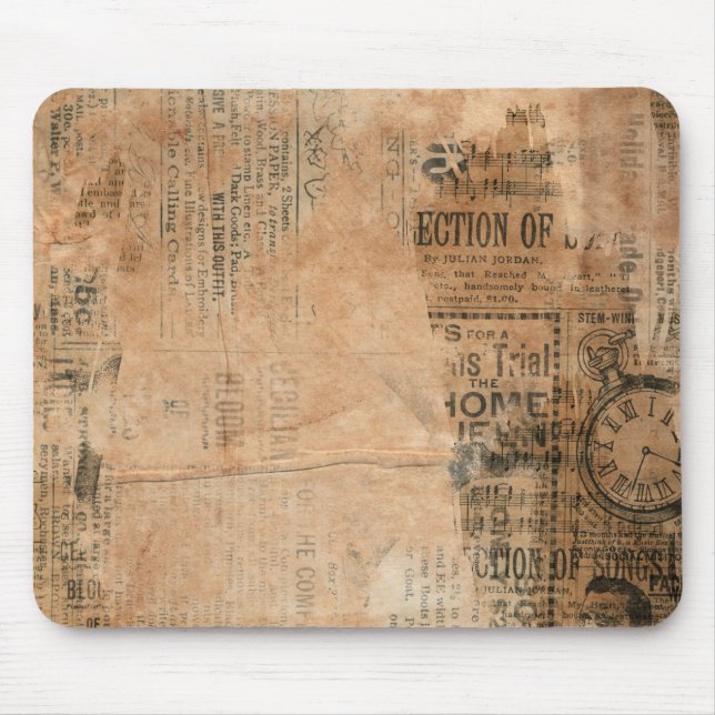Old Torn Vintage Newspaper One Mouse Mat (Front)