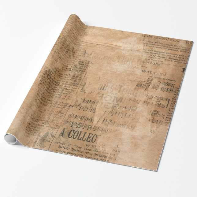 Old Torn Vintage Newspaper Two Wrapping Paper (Unrolled)