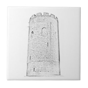 Old Tower Architecture Sketch Tile