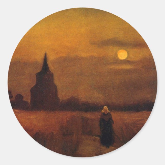 Old Tower In The Fields by Vincent van Gogh Classic Round Sticker (Front)