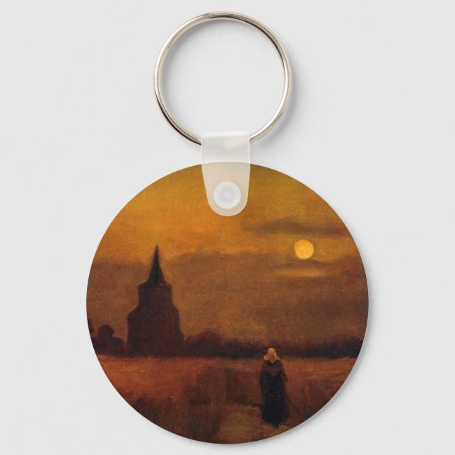 Old Tower In The Fields by Vincent van Gogh Key Ring (Front)