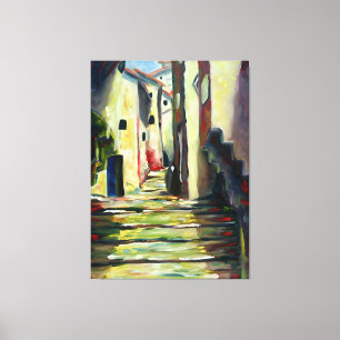Old Town Alley: Impressionist Painting wall Art
