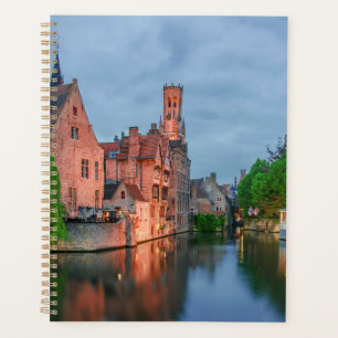 Old town and Belfry tower at night in Bruges Planner