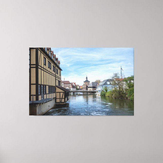 Old town and Regnitz river in Bamberg, Germany Canvas Print (Front)