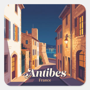 Old Town Antibes at Night France Square Sticker