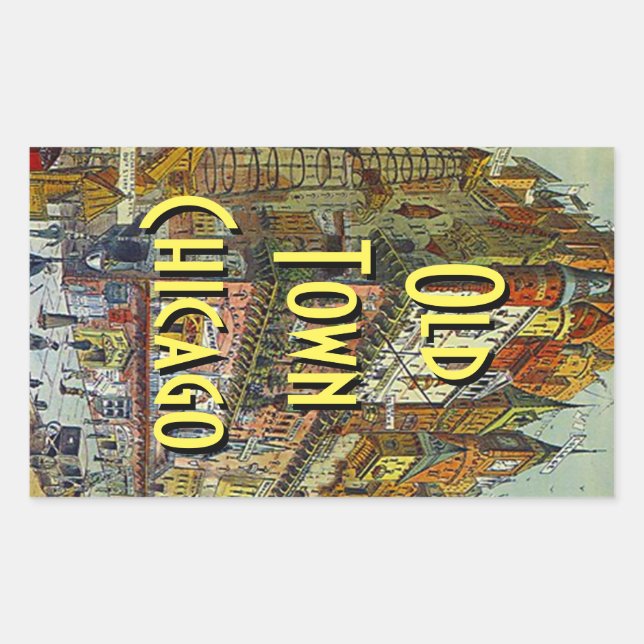 Old Town Chicago Vintage Travel Luggage Sticker (Front)