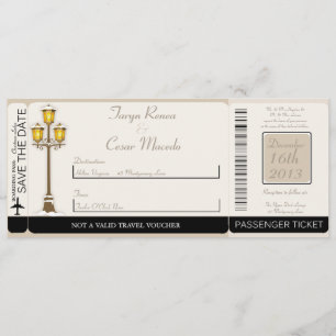Old Town Christma Boarding Pass Wedding Invitation