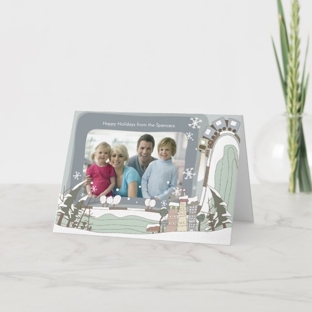 Old Town Christmas Photo Greeting Card (Front)