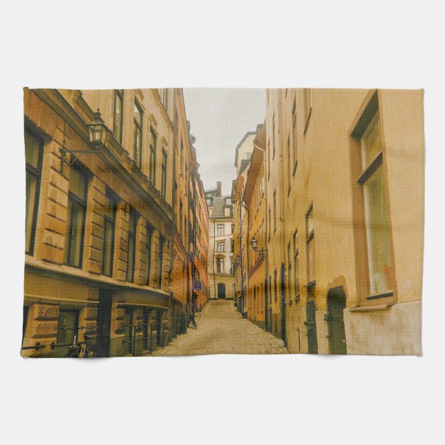 Old Town, Gamla Stan, Stockholm, Sweden Tea Towel (Horizontal)