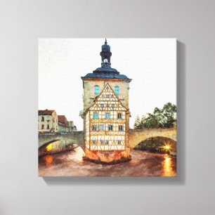 Old Town Hall and the Obere Bridge in Bamberg Canvas Print