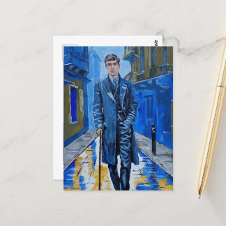 Old town, man, street, cane postcard