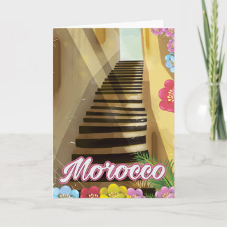 Old town Morocco travel poster Holiday Card