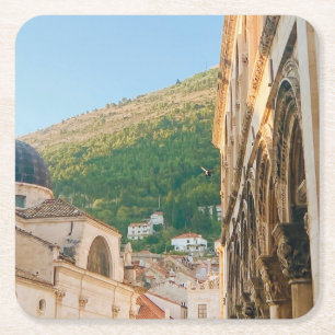 Old town of Dubrovnik Square Paper Coaster