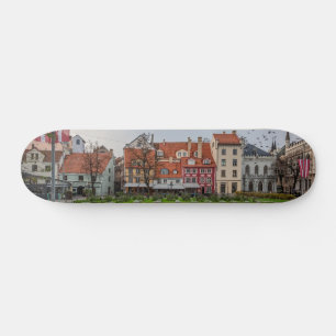 Old town of Riga in autumn Skateboard