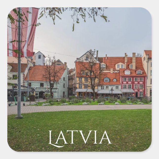 Old town of Riga in autumn Square Sticker (Front)