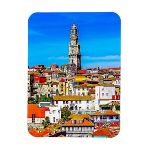 Old town Porto with tower Clerigos. Magnet
