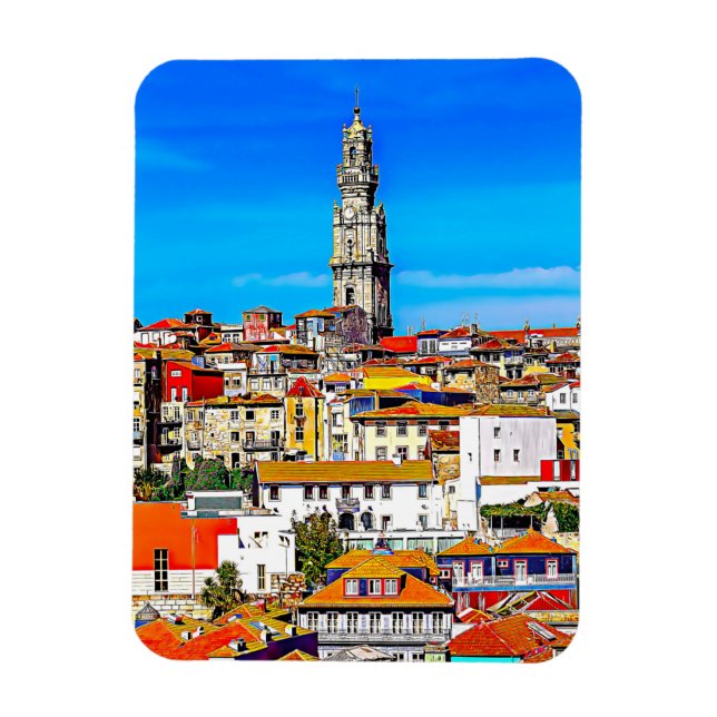 Old town Porto with tower Clerigos. Magnet (Vertical)