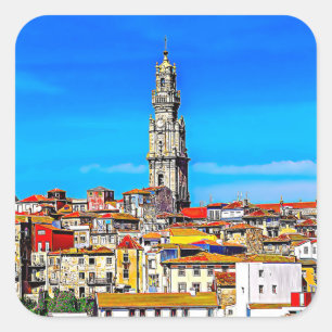 Old town Porto with tower Clerigos Square Sticker