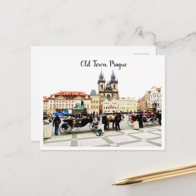 Old Town Prague Holiday Post Card (Front/Back In Situ)