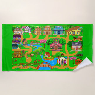 Old Town Roads for Cars Beach Towel