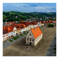Old town square in Bardejov by day, Slovakia