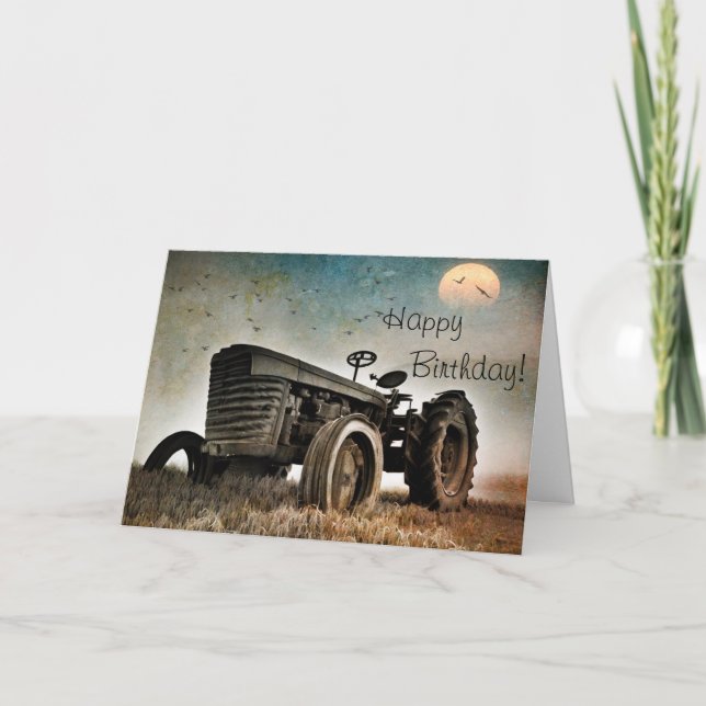 Old Tractor Birthday Card (Front)