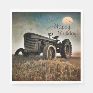 Old Tractor Birthday Napkin
